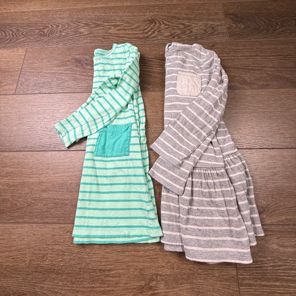 Girls Size 5 Dress Lot, Crewcuts and Tucker + Tate, Fall, Stripes, Set of 2